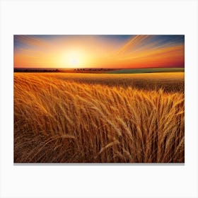 Sunset Over Wheat Field 1 Canvas Print