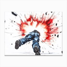 Explosion - Man Kicking A Can Canvas Print