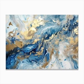 Abstract Blue Gold Painting Canvas Print