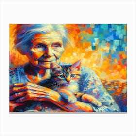 Old Lady With Cat Canvas Print