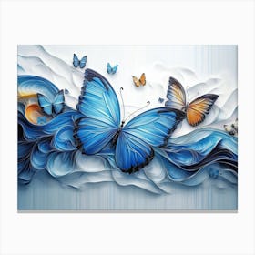 Vibrant 3d Modern Art Featuring Elegant Blue Butterfly Design Canvas Print