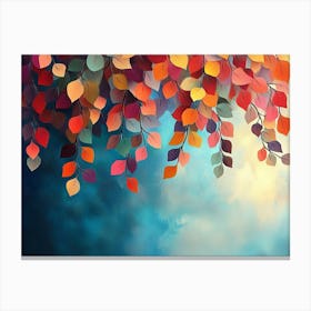 Elegant Colorful with Vibrant Flower Hanging Branches Illustration 4 Canvas Print