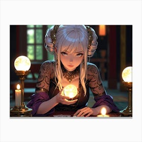 Girl Holding A Candle Canvas Print