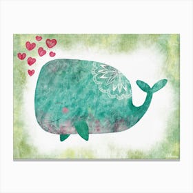 Whale With Hearts Canvas Print