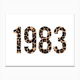 Year Number 1983 Leopard Print Canvas Print