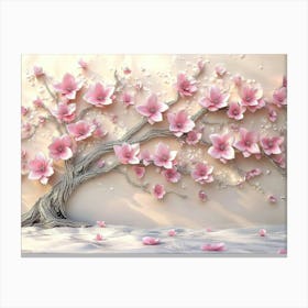 3d Picture of a Tree with Pink Flowers 1 Canvas Print