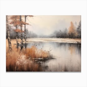 A Painting Of A Lake In Autumn 78 Canvas Print