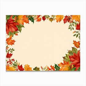 A Festive Thanksgiving Card Autum Leaves In Hues Of Burnt Orange Ripe Red Green And Sun Kissed Ye (2) 1 Canvas Print