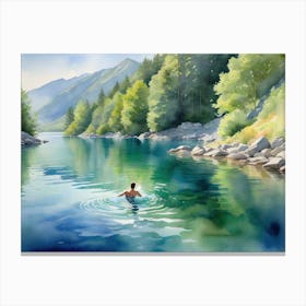 Swimming In A Lake Canvas Print