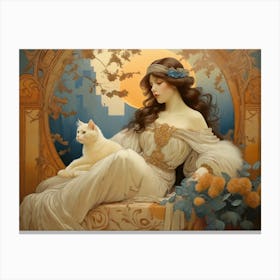 Girl-Themed Art Nouveau Art Print Canvas Print