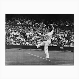 Fred Perry (pictured) competing at The Wimbledon Tennis Championships against John Van Ryn of the USA Canvas Print