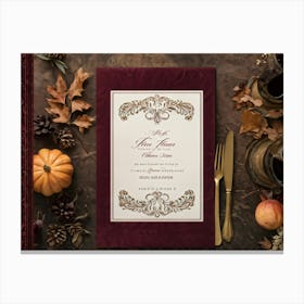 Antique Thanksgiving Invitation Embracing Baroque Flair Centered Marbled Design Hence Its Vintage C (5) Canvas Print