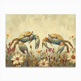 Floral Animal Illustration Crab 2 Canvas Print