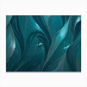 Abstract Background Of Flowing, Curved Lines In Shades Of Teal, Resembling Fabric, Waves, Or Liquid Metal Canvas Print