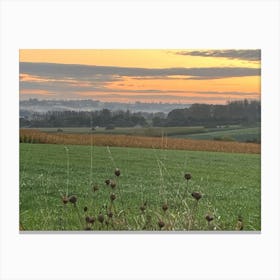 Sunrise Over A Field Canvas Print