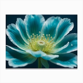 A Close Up Shot Of A Blue Flower With A White Center And Yellow Stamen Canvas Print