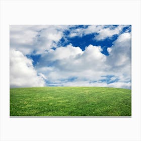 Green Field With Clouds Canvas Print