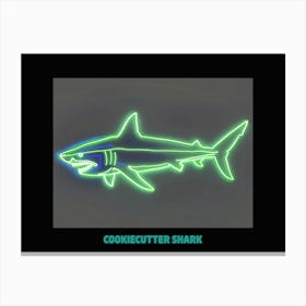 Neon Green Cookiecutter Shark Poster Canvas Print