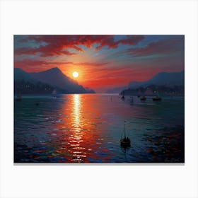 Sunset Over The Lake 2 Canvas Print