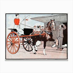 Woman In A Horse Carriage, Edward Penfield Canvas Print