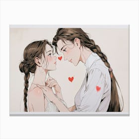 Two Girls Kissing 1 Canvas Print