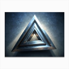 Silver Metallic Triangle On A Blue Background Canvas Print