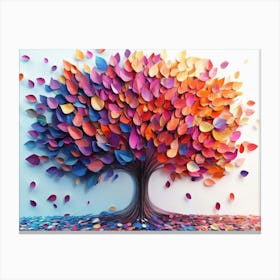 Colorful Tree With Multicolor Leaves Illustration Background 1 Canvas Print