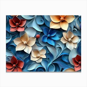 A Beautiful 3d Luxury Floral Seamless Pattern Background, Colorful 3d Abstraction 3d Wrap Canvas Print