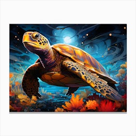 Vibrant Sea Turtle Art Ocean Wildlife Canvas Print