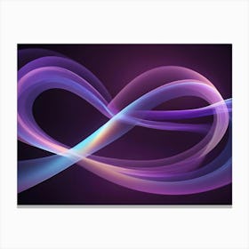 Abstract Design Of Glowing, Fluid Lines Forming An Infinity Symbol Against A Dark Purple Background, Representing Endless Energy And Connection Canvas Print