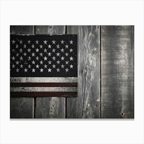 American Flag Rendered In Black And White With Subtle Red Stars Against A Smudged Vintage Backdrop R (2) Canvas Print