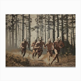 Men Running Redwoods 2 Fy H Canvas Print