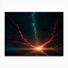 An Abstract Image Of A Glowing, Colorful Burst Of Light With Streaks Of Red And Blue Against A Dark Background, Creating A Sense Of Energy And Movement Canvas Print