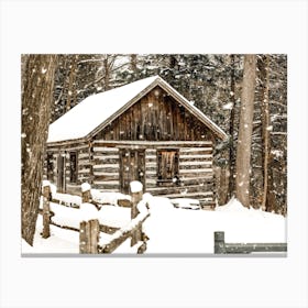 Winter Log Cabin Canvas Print