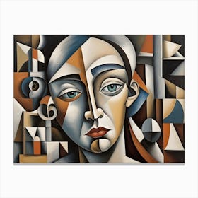 Pensive Woman Cubism Canvas Print
