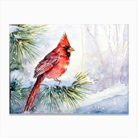 Cardinal In The Snow Canvas Print