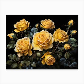 Default A Stunning Watercolor Painting Of Vibrant Yellow Roses 3 (1) Canvas Print
