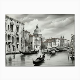 View of  Gran Canal in Venice, Italy. AI generated in black and white. Canvas Print