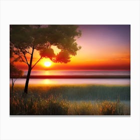 Sunset Over The Water 4 Canvas Print