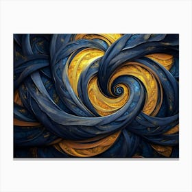 Abstract Blue And Gold Painting Canvas Print