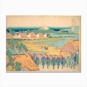 Fuji Seen In The Distance From Senju Pleasure Quarter, Katsushika Hokusai Canvas Print