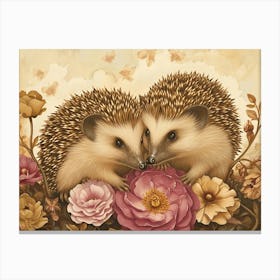 Floral Animal Illustration Hedgehog 7 Canvas Print
