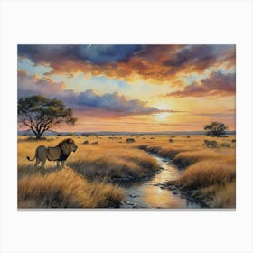 Serenity of the African Plains Sunset In The Savannah Canvas Print