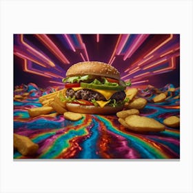 Neon Burger 2 Canvas Print