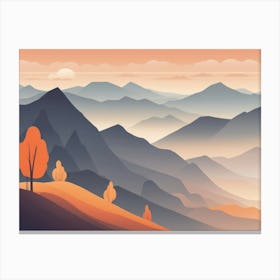 Misty mountains horizontal background in orange tone 72 Canvas Print