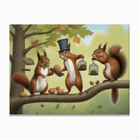 Squirrels In a tree the great robbery Canvas Print