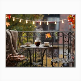 Autumn Leaves On A Balcony 1 Canvas Print