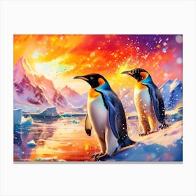 Penguins In The Arctic Canvas Print