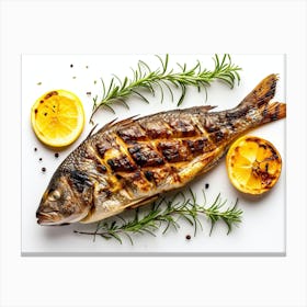 Grilled Fish With Lemon And Rosemary Canvas Print