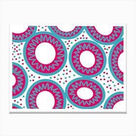 Blue and Pink Circles Canvas Print